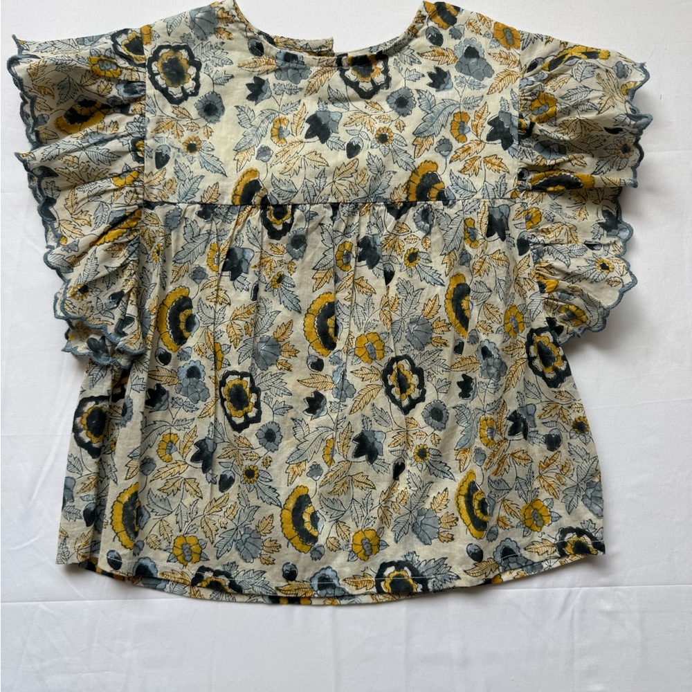 Louis Louise girls boho Floral Ruffle Sleeve Blouse